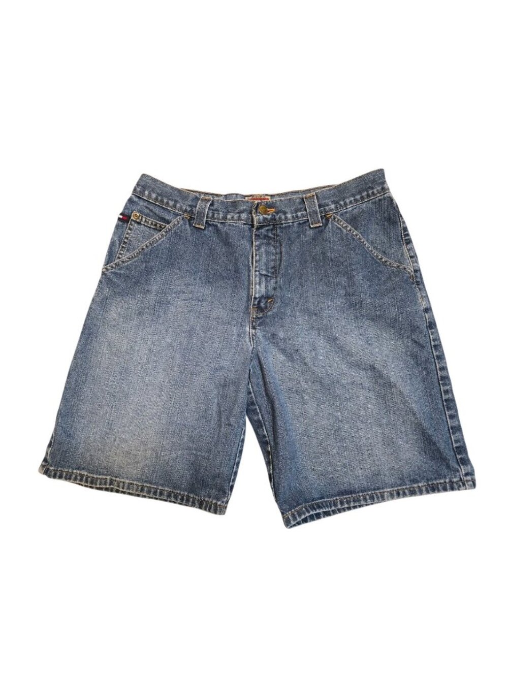 Tommy Hilfiger Men 34 Blue Denim Relaxed Fit Carpenter Shorts Y2K Vintage